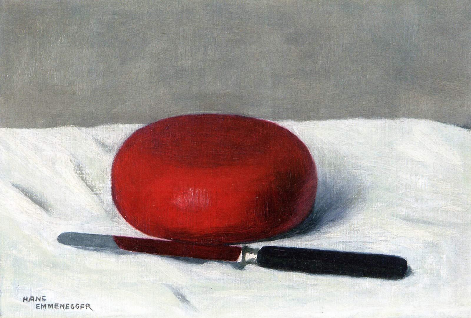 pintura Queso Rojo Con Cuchillo - Hans Emmenegger