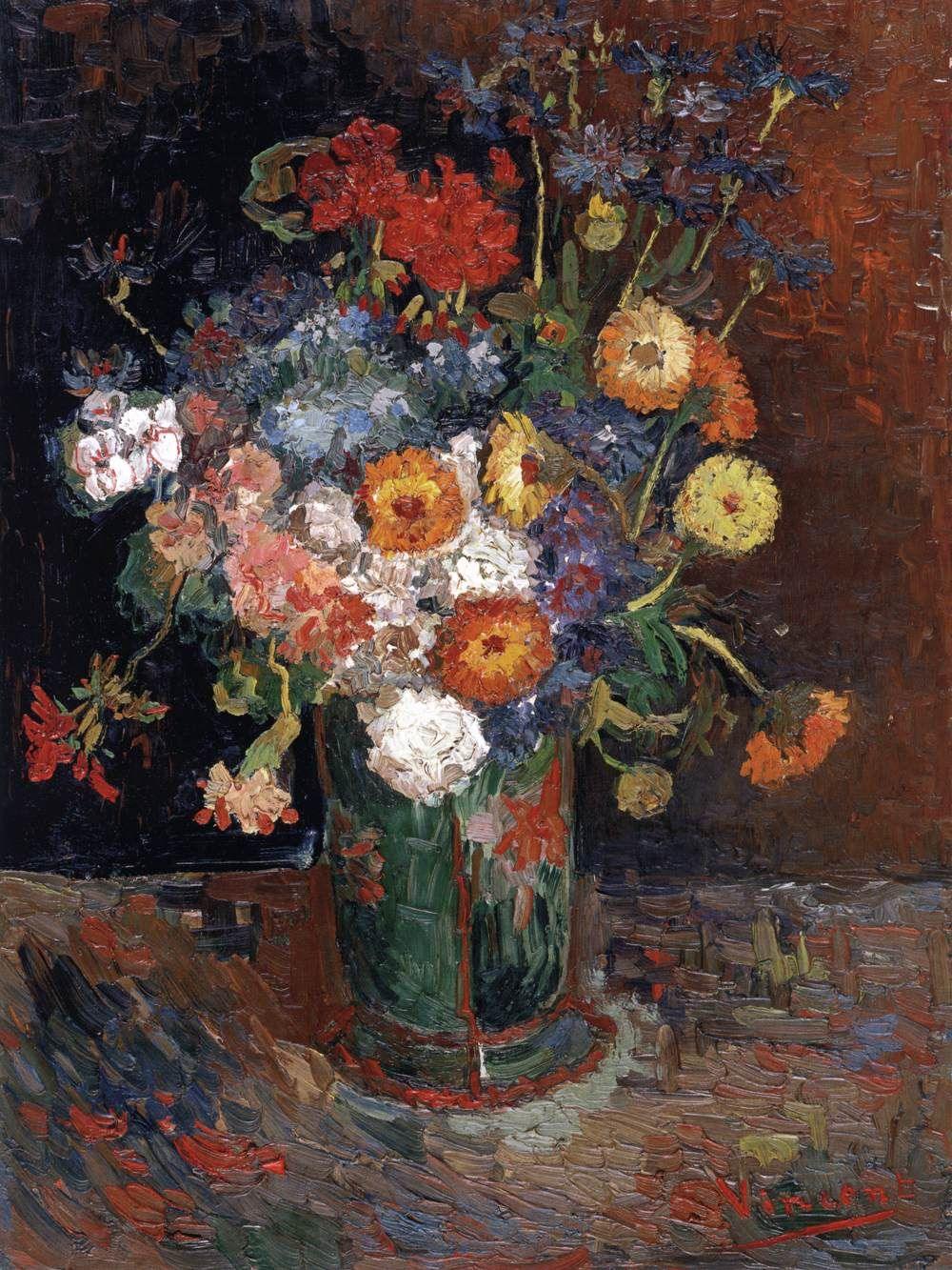 pintura Recipiente Con Zinnias Y Geranios - Vincent Van Gogh