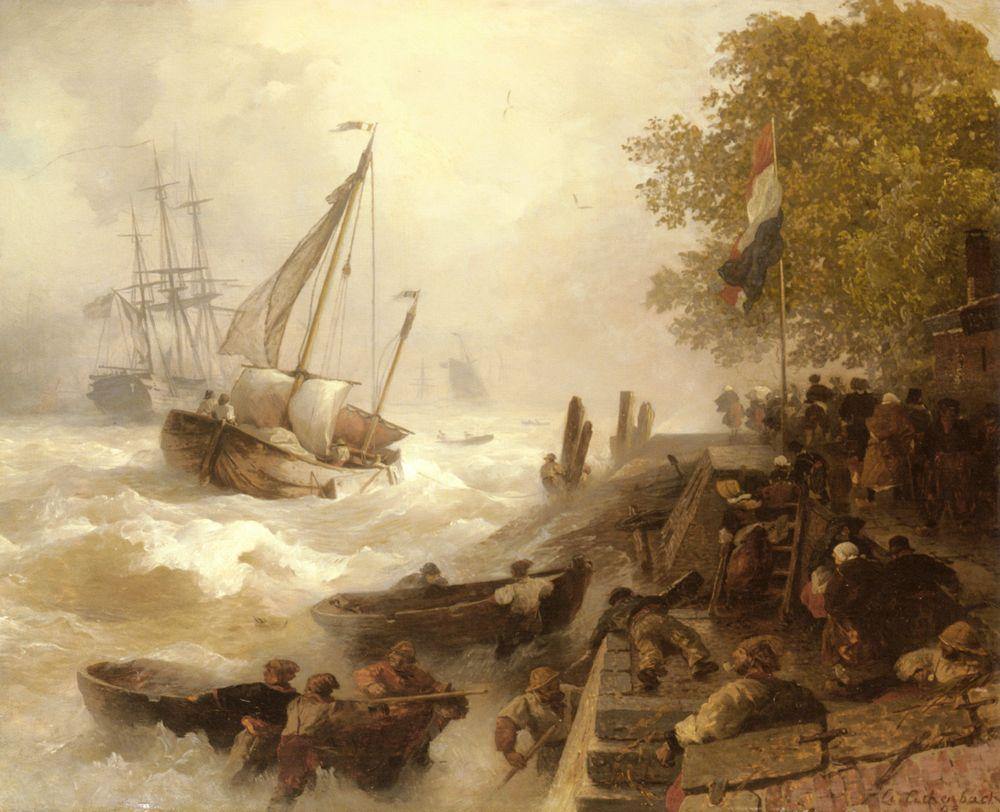 pintura Regreso Al Puerto En Mares - Achenbach Andreas