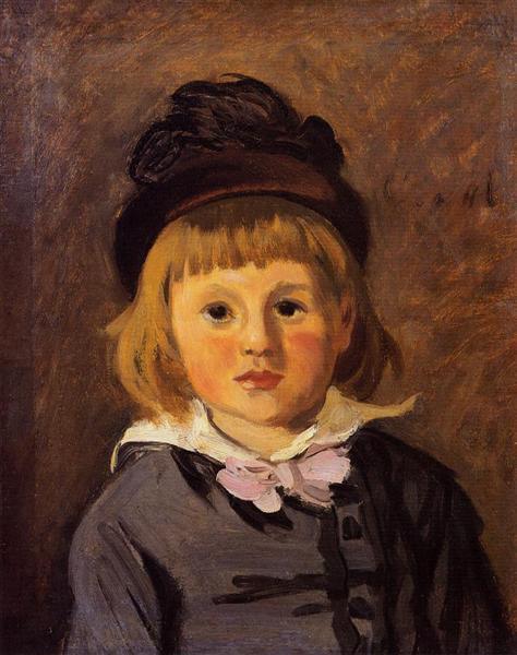 pintura Retrato De Jean Monet Con Un Sombrero Con Un Pompón - Claude Monet
