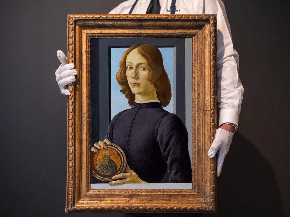 pintura Retrato De Un Joven Sosteniendo Un Medallón - Botticelli