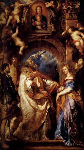 pintura San Gregorio Con Los Santos Domitilla Maurus Y Papianus - Peter Paul Rubens