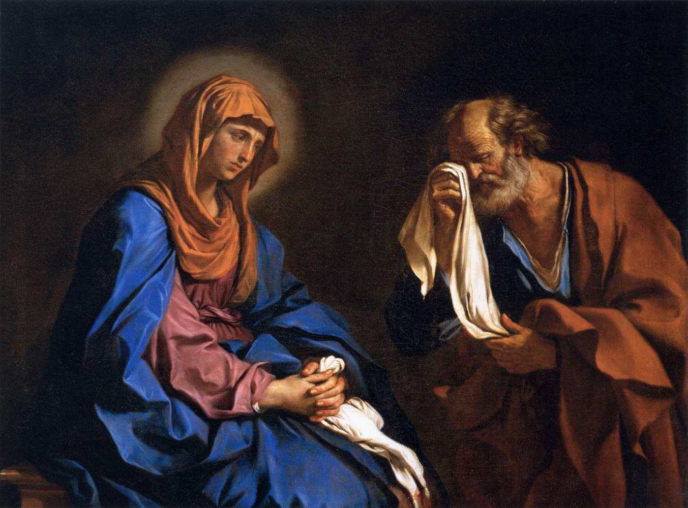 pintura San Pedro Llorando Ante La Virgen - Guercino