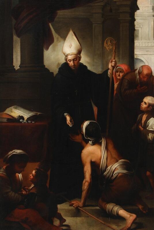 pintura Santo Tomás de Villanueva Dando Limosna a los Pobres - Bartolomé Esteban Murillo