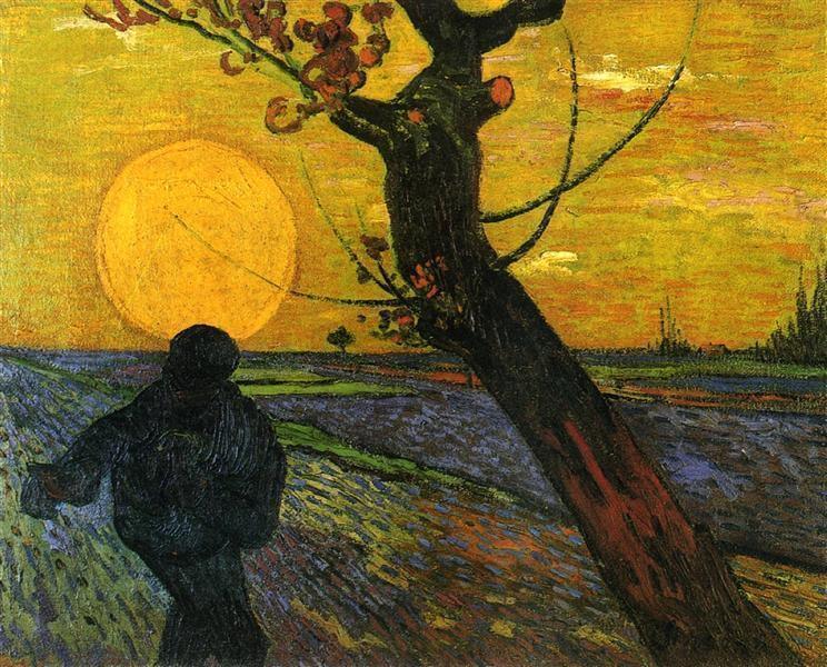 pintura Sembrador Con Sol Poniente - Vincent Van Gogh