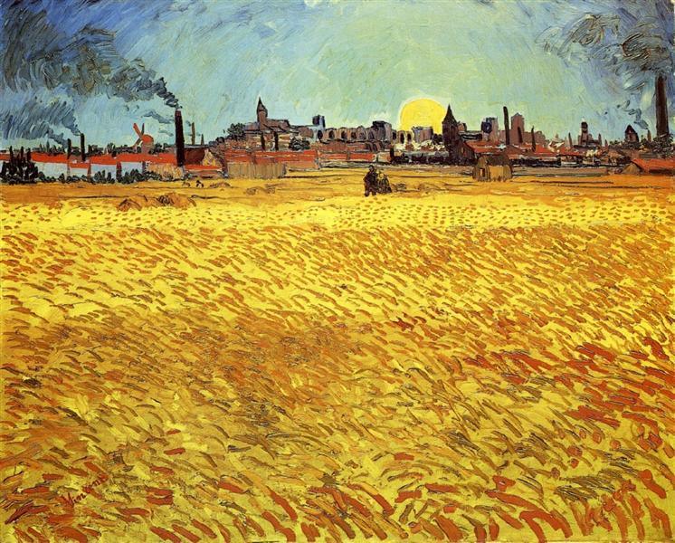 pintura Tarde De Verano, Campo De Trigo Con Puesta De Sol - Vincent Van Gogh