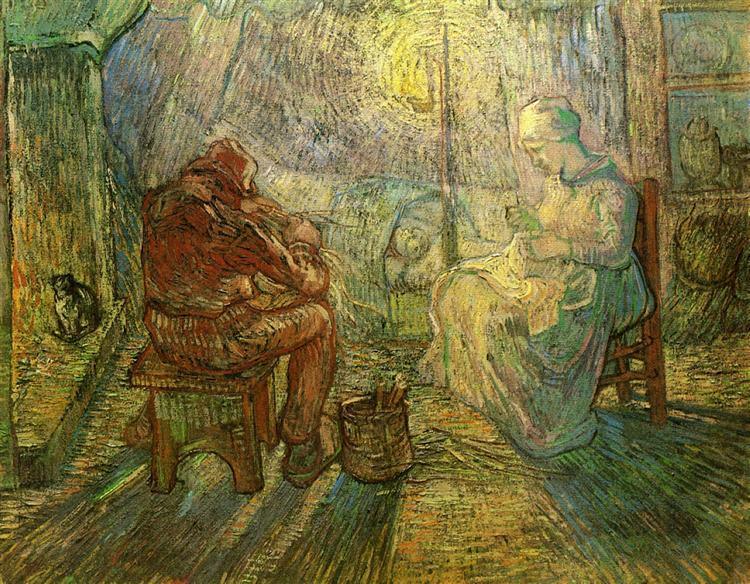 pintura Tarde El reloj - Vincent Van Gogh