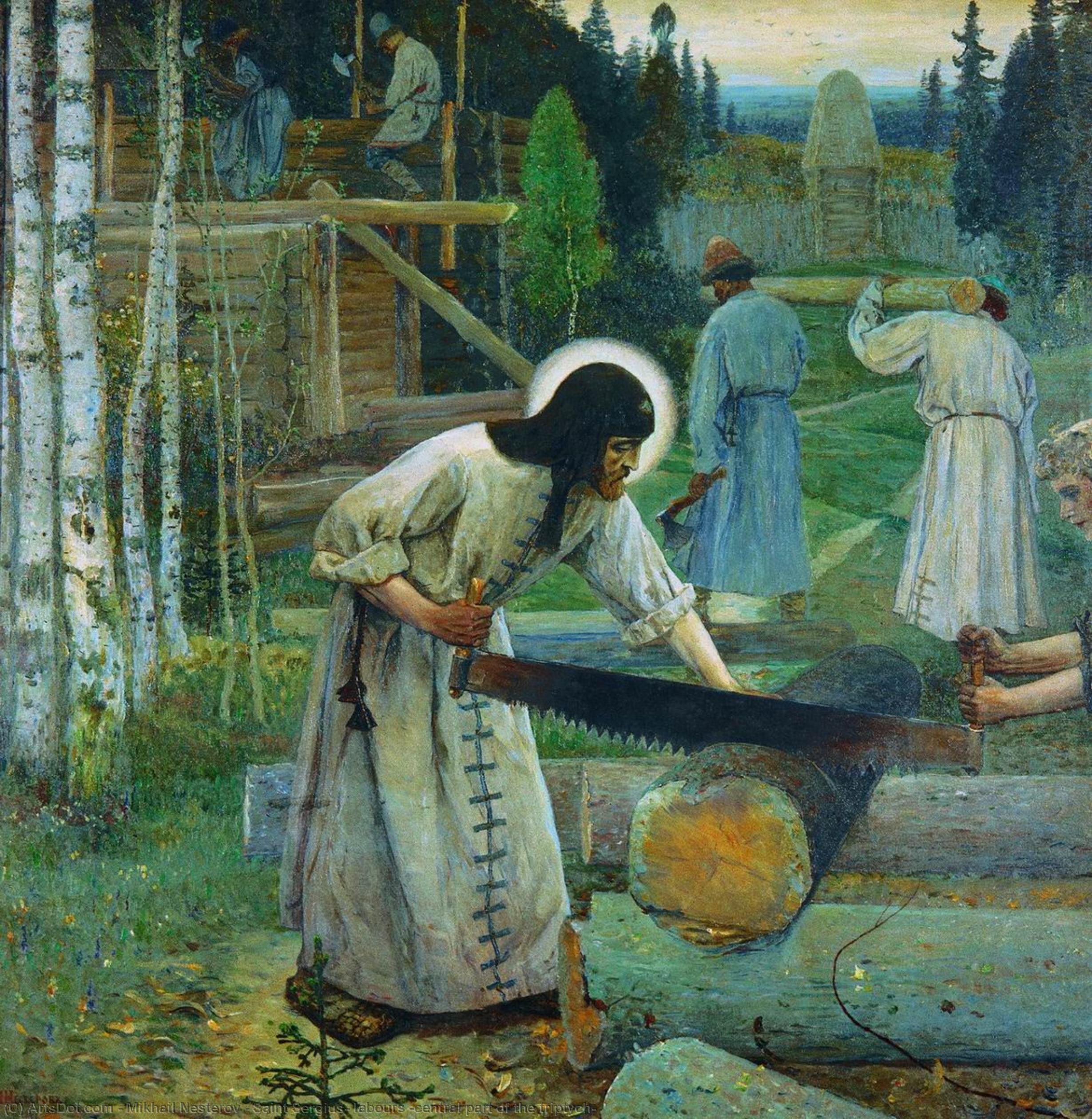 pintura Trabajos De San Sergio (Parte Central Del Tríptico) -  Mikhail Nesterov