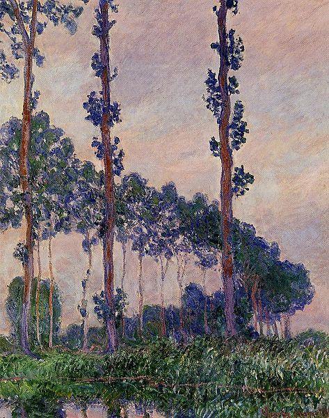 pintura Tres Árboles En Clima Gris - Claude Monet