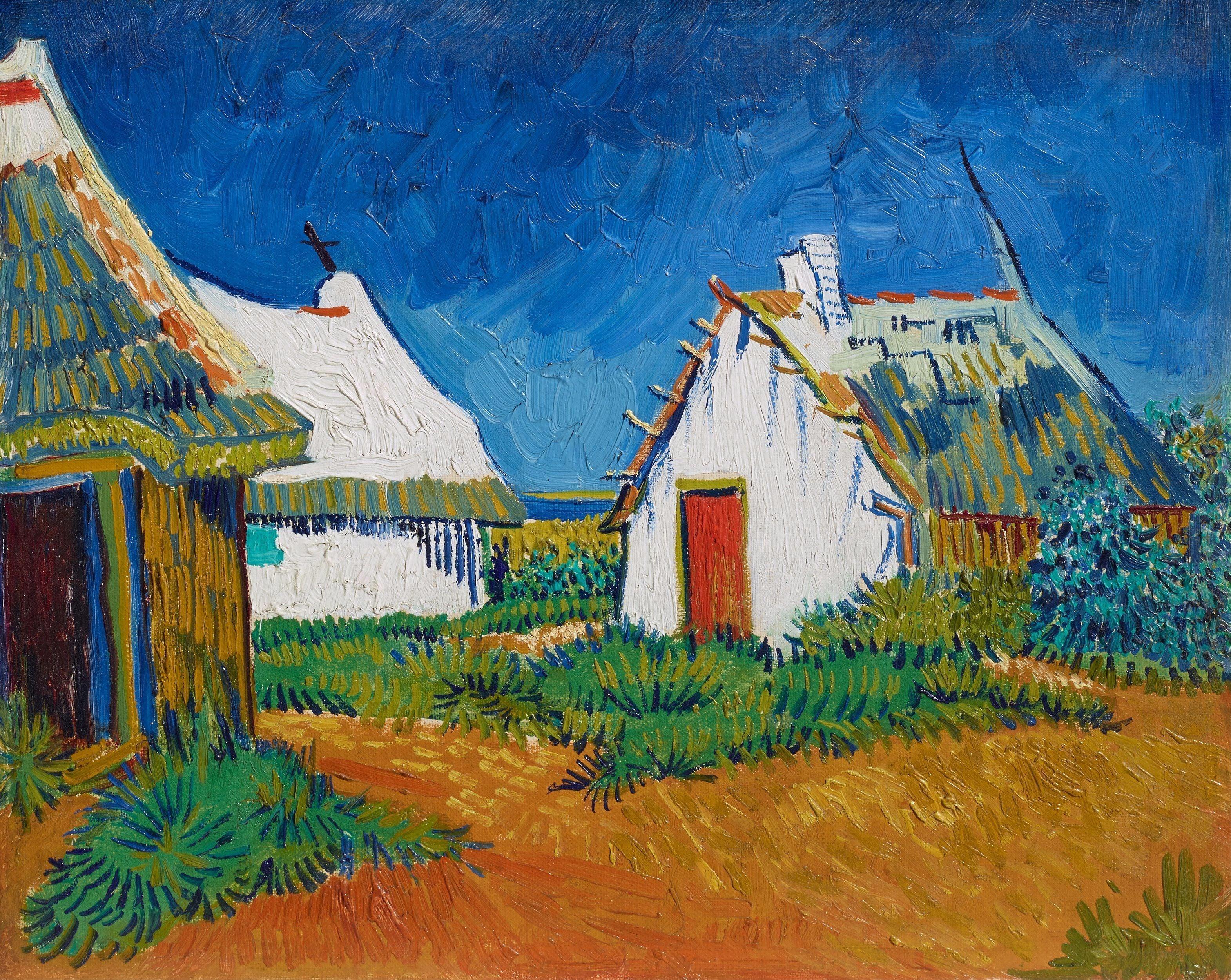 pintura Tres Cabañas Blancas En Saintes Maries - Vincent Van Gogh