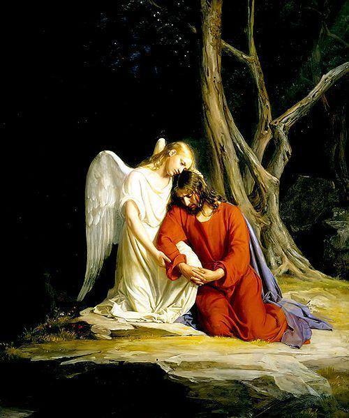 pintura Un Ángel Consolando A Jesús Antes De Su Arresto En El Huerto De Getsemaní - Carl Bloch