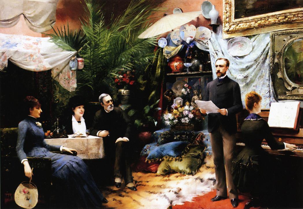 pintura Una Canción de la Tarde 1885 - Abbema Louise