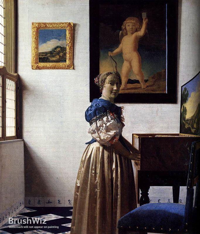 pintura Una Dama Parada En Un Virginal - Johannes Vermeer