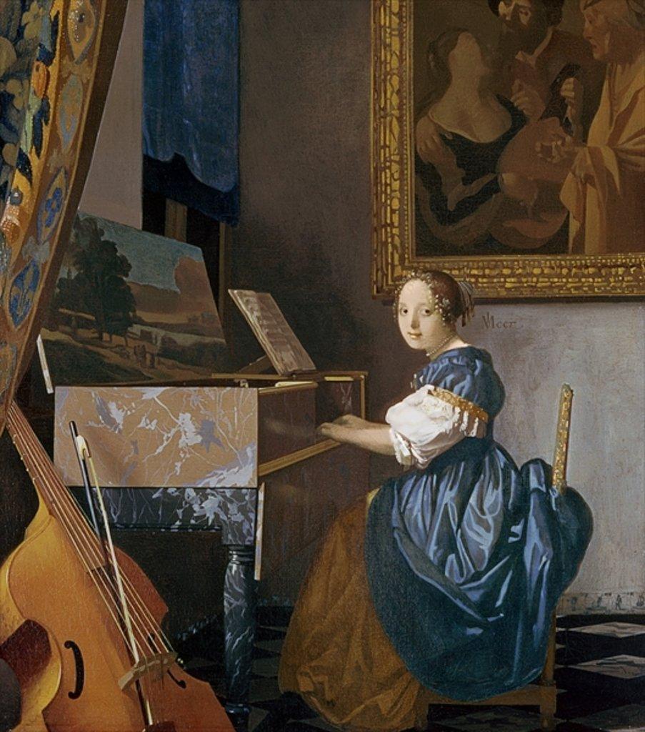 pintura Una Dama Sentada En Un Virginal - Johannes Vermeer