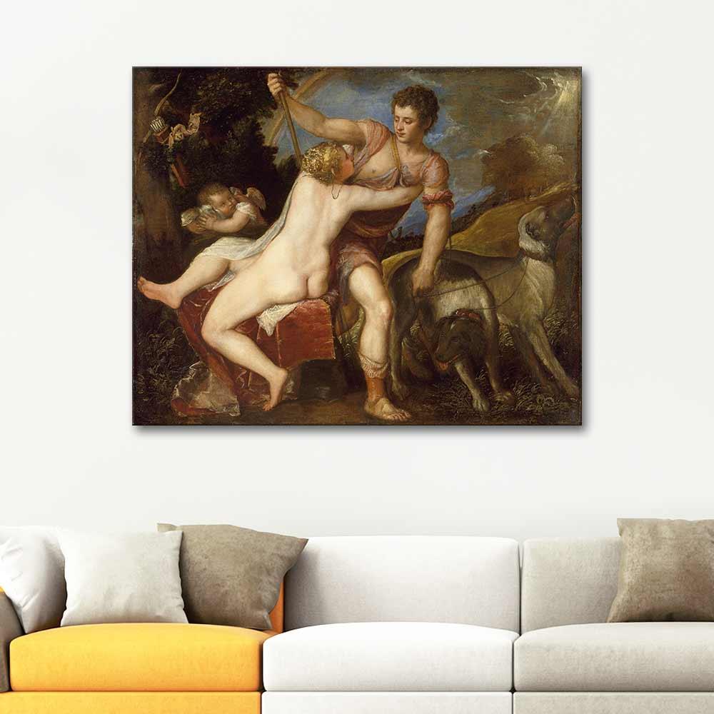 pintura Venus y Adonis - Tiziano