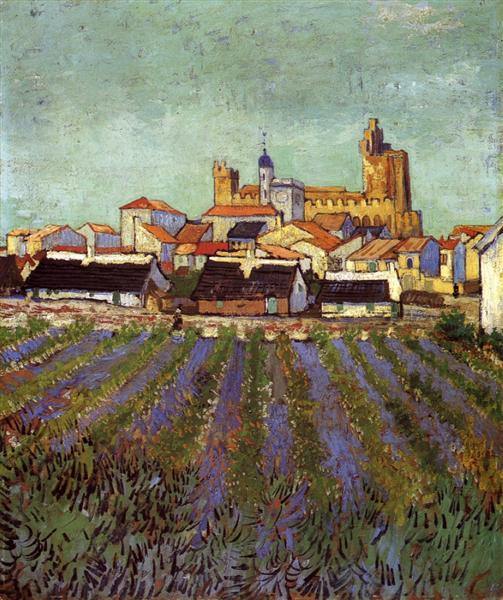 pintura Vista De Saintes Maries - Vincent Van Gogh
