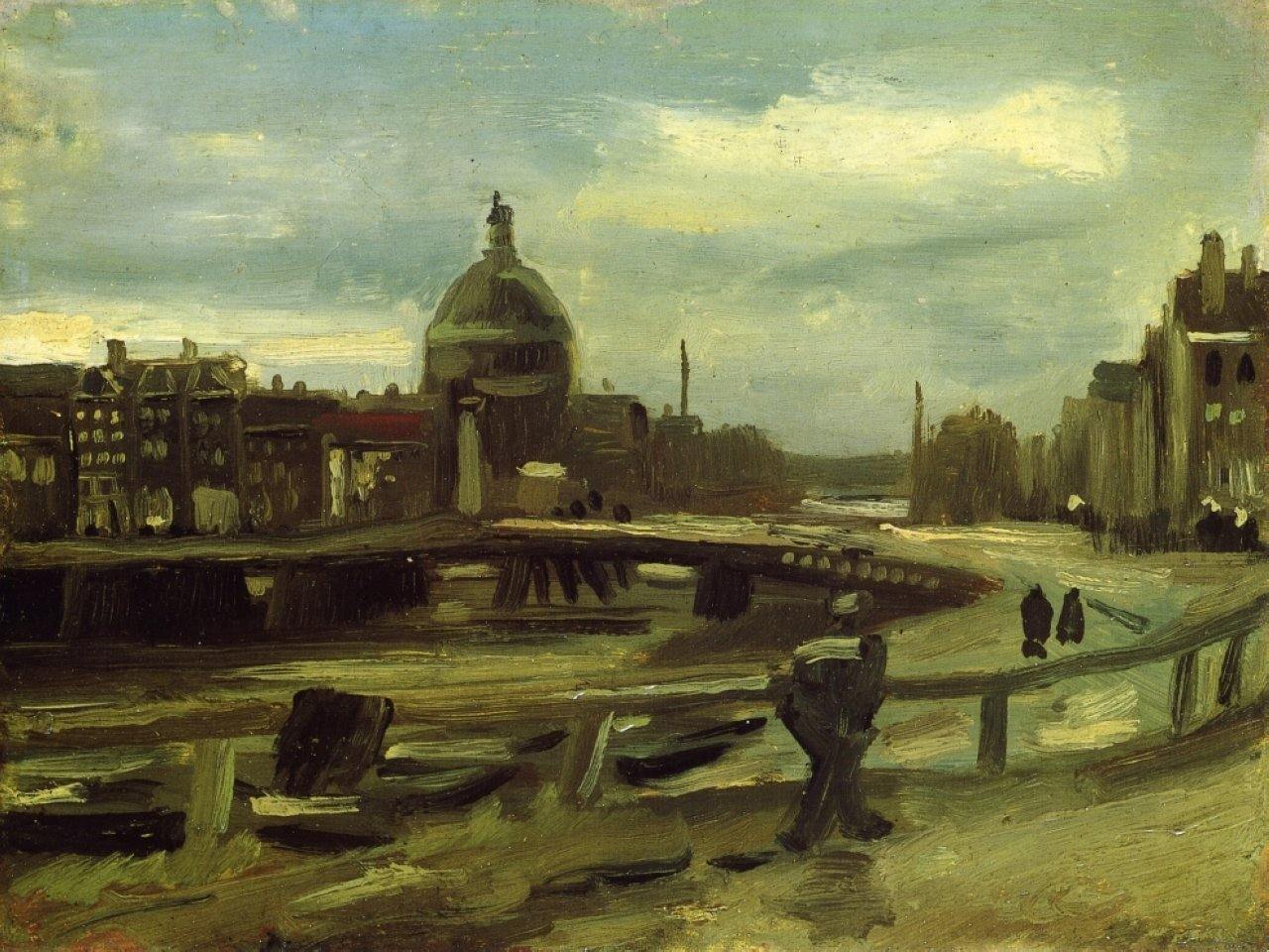 pintura Vista En La Singel En Amsterdam - Vincent Van Gogh