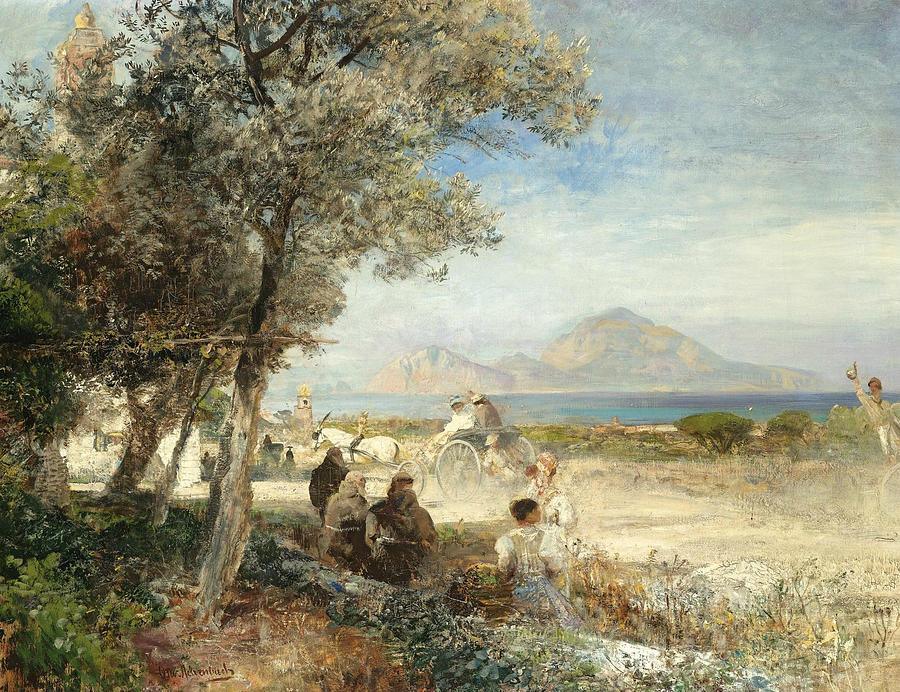 pintura Vistas Del Golfo De Nápoles - Oswald Achenbach