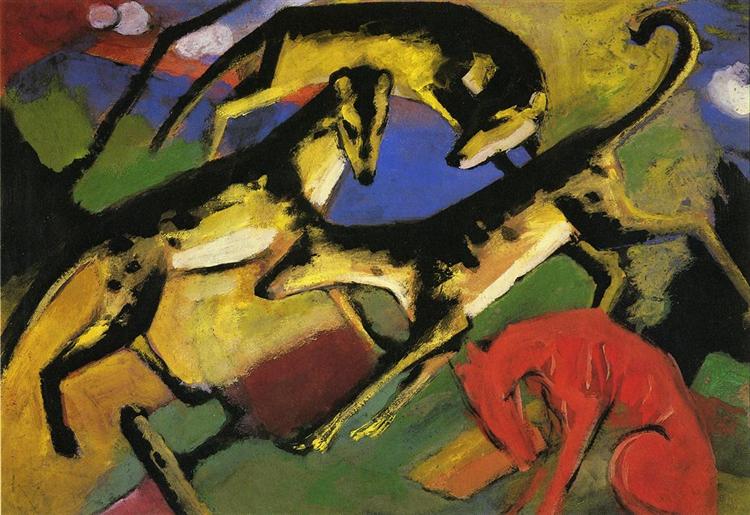 Hunde spielen - 1912