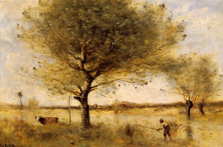 Teich mit einem großen Baum - 1865