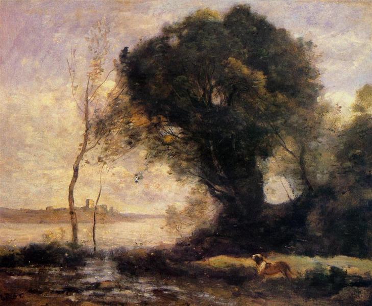 Teich mit Hund - 1860