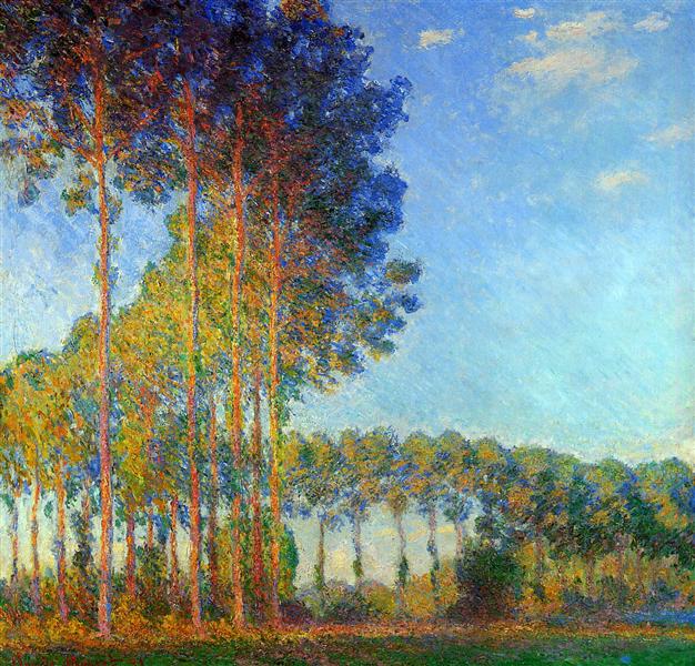 Alamos sur les rives de la rivière Epte - vu du marais - 1892