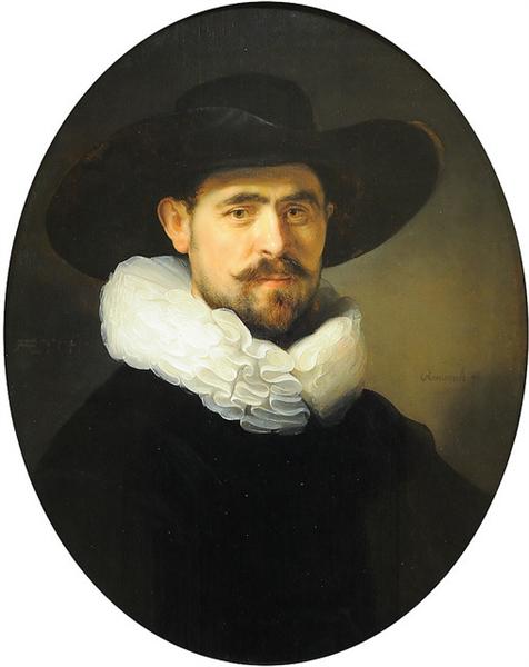 Retrato de um homem barbudo com chapéu de aba larga - 1633