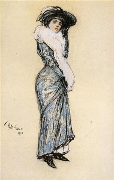 Portrait of a Lady in a Blue Dress - 1906