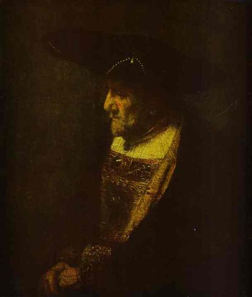 Retrato De Un Hombre Con Sombrero Adornado Con Perlas - 1667