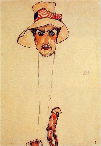 Portrait of a man with flexible hat (portrait of Erwin Dominilk Osen) - 1910