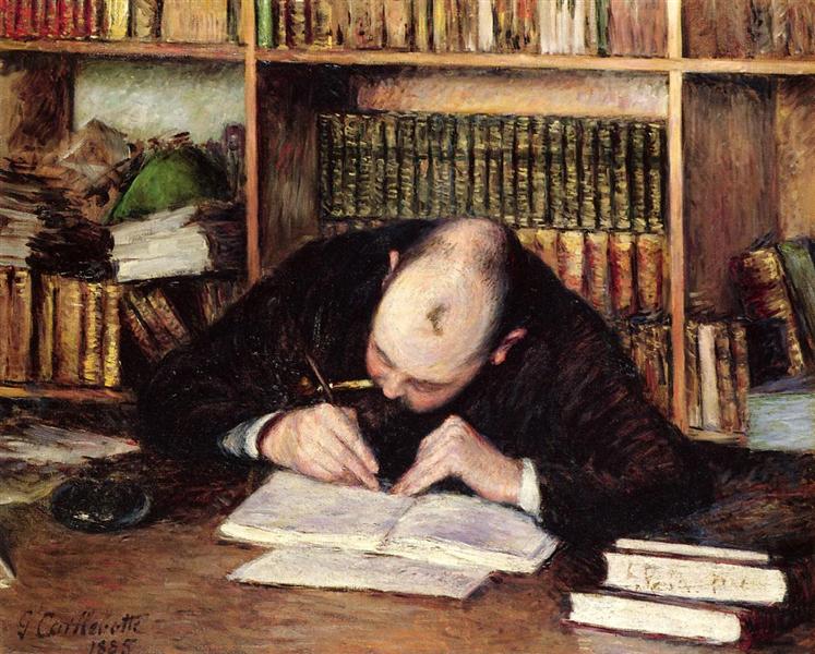 Retrato de um homem escrevendo em seu escritório - 1885