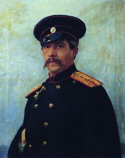 Portrait of a military engineer - Captain A. Shevtsov - brother of the artist's wife - 1876