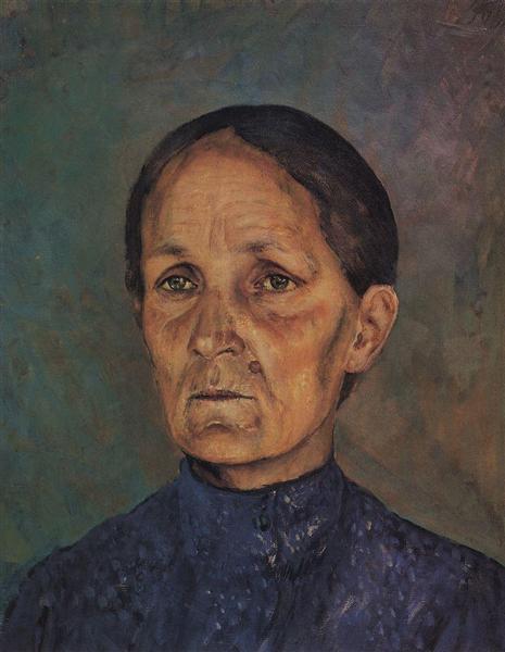 Portrait d'apetrovoy -Vodkin - Mère de l'artiste - 1909