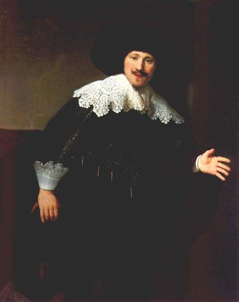 Retrato de um homem sentado levantando-se da cadeira - 1633