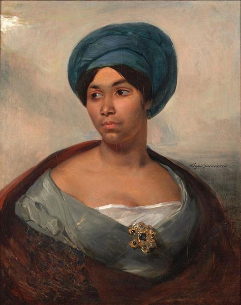 Portrait d'une femme avec un turban bleu - 1828