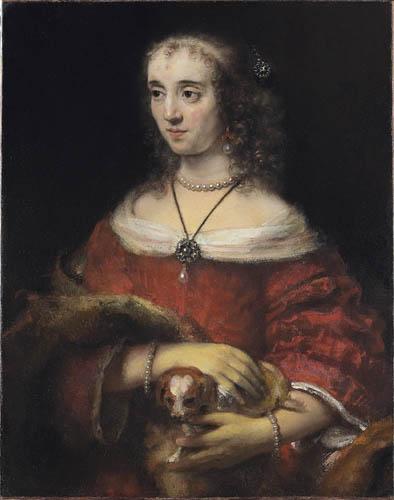 Retrato de uma mulher com um cachorrinho - 1662