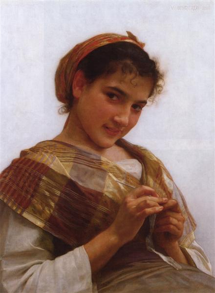 Portrait of a young woman weaving - 1889