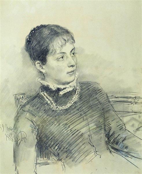 Porträt einer jungen Frau - sitzt auf der Couch - 1881