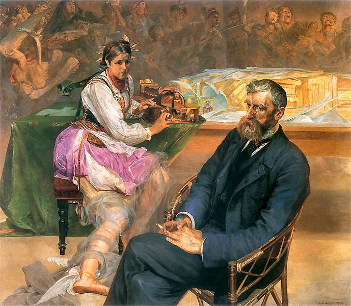 Adam Asnyk Porträt mit einer Muse - 1897