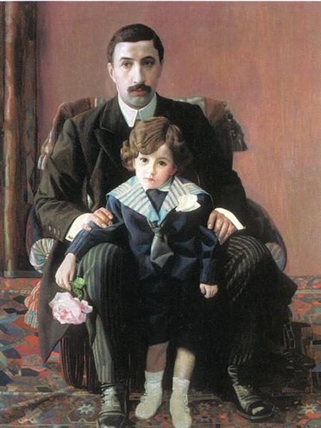 Arman Frantsevich Aziber and his son - 1915