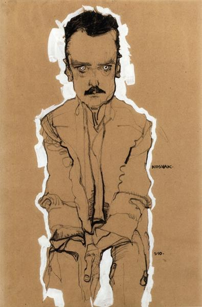 Portrait of Eduard Kosmack - Frontal - with intertwined hands - 1910