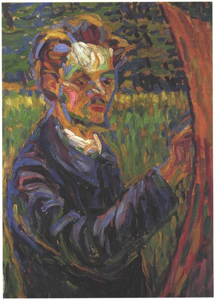 Portret van Erich Heckel in de ezel