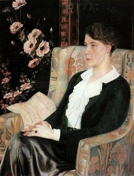 Retrato de Evdokiya Nikolaevna Glebova, a irmã do artista, 1915