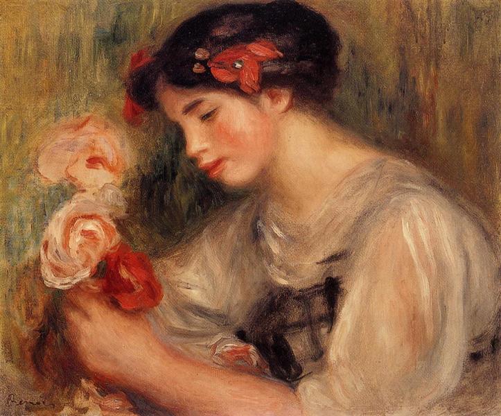 Retrato de Gabrielle (jovem com flores) - 1900