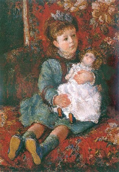 Portrait de Germaine Hosfede avec une poupée - 1877