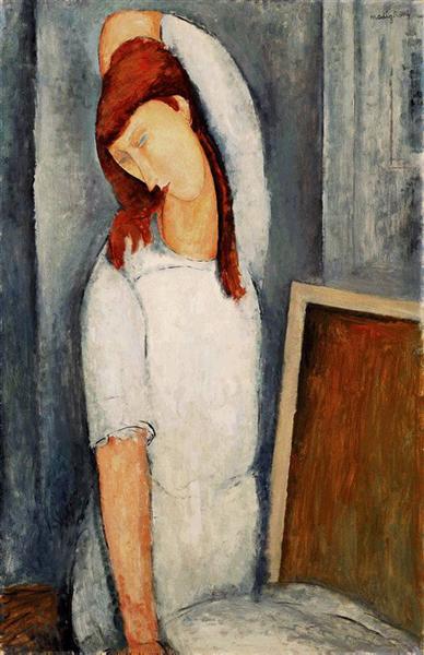 Portrait of Jeanne Hebuterne with the left arm behind the head - 1919