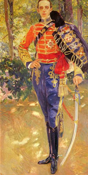 Portrait du roi Alfonso XIII avec l'uniforme Hussars - 1907