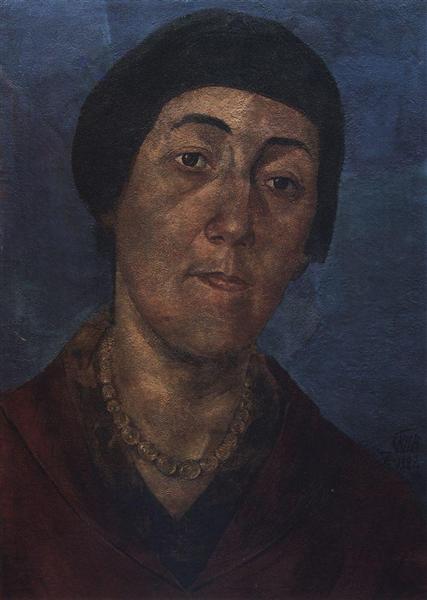 Retrato de mfpetrova-vodkina, esposa do artista, 1922