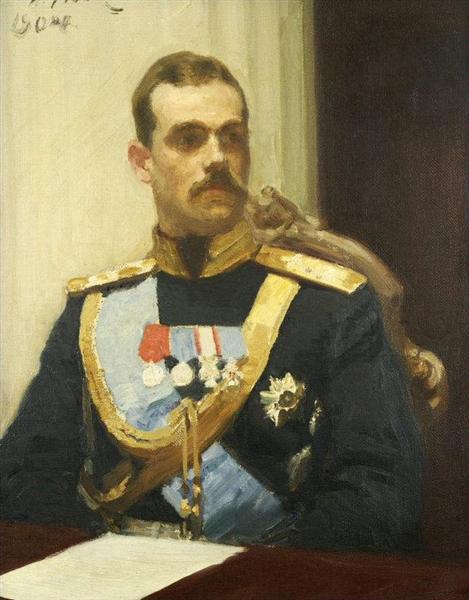 Retrato do membro do Conselho de Estado, Grão-Príncipe Mikhail Aleksandrovich Romanov. Estudar. - 1901