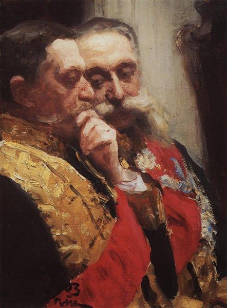 Ritratto di membri dell'Ivan Logginovich Goremykin e Nikolai Nikolayevich Gerard State Council. Studio. - 1903